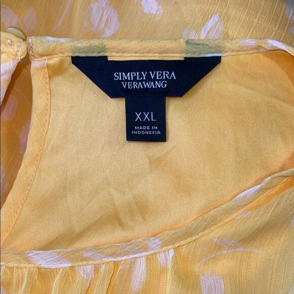 Simply Vera Vera Floral Wang Yellow Ruffled Flutter Sleeve Top XXL - Picture 4 of 5